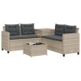 Sofá jardín forma de L con mesa y cojines ratán PE gris claro de , Conjuntos de jardín - Ref: Foro24-369032, Precio: 289,48 €...