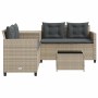 Sofá jardín forma de L con mesa y cojines ratán PE gris claro de , Conjuntos de jardín - Ref: Foro24-369032, Precio: 289,48 €...
