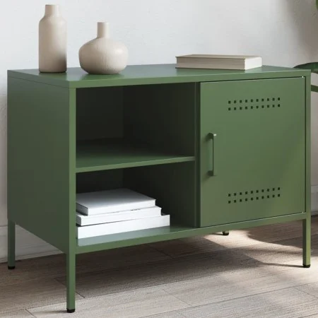 Mueble de TV de acero verde oliva 68x39x50,5 cm de , Muebles TV - Ref: Foro24-843002, Precio: 88,00 €, Descuento: %