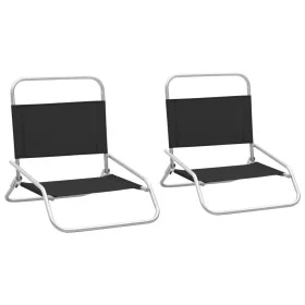 Sillas de playa plegables 2 unidades tela negras de vidaXL, Sillas de jardín - Ref: Foro24-310366, Precio: 71,52 €, Descuento: %