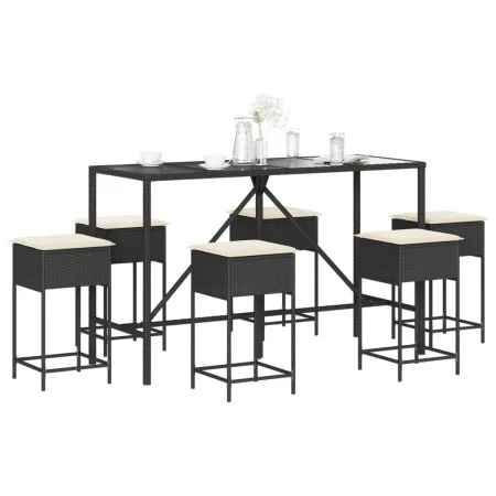 Juego de bar de jardín de 7 piezas con cojines ratán PE marrón de , Conjuntos de jardín - Ref: Foro24-3261472, Precio: 387,36...