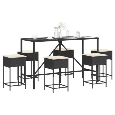 Juego de bar de jardín de 7 piezas con cojines ratán PE marrón de , Conjuntos de jardín - Ref: Foro24-3261472, Precio: 386,57...