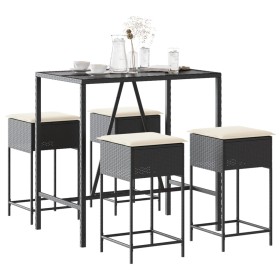 Juego de bar de jardín de 5 piezas con cojines ratán PE negro de , Conjuntos de jardín - Ref: Foro24-3261466, Precio: 312,72 ...