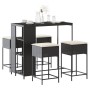 Juego de bar de jardín de 5 piezas con cojines ratán PE negro de , Conjuntos de jardín - Ref: Foro24-3261493, Precio: 305,72 ...