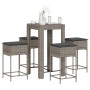 Juego de bar de jardín de 5 piezas con cojines ratán PE gris de , Conjuntos de jardín - Ref: Foro24-3261451, Precio: 296,73 €...