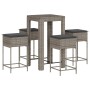 Juego de bar de jardín de 5 piezas con cojines ratán PE gris de , Conjuntos de jardín - Ref: Foro24-3261451, Precio: 296,73 €...