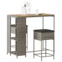 Juego de bar de jardín de 3 piezas con cojines ratán PE gris de , Conjuntos de jardín - Ref: Foro24-3261498, Precio: 237,73 €...