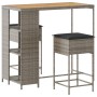 Juego de bar de jardín de 3 piezas con cojines ratán PE gris de , Conjuntos de jardín - Ref: Foro24-3261498, Precio: 241,21 €...