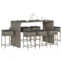 Juego de bar de jardín 9 piezas con cojines ratán PE gris de , Conjuntos de jardín - Ref: Foro24-3261514, Precio: 551,72 €, D...