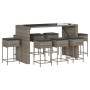 Juego de bar de jardín 9 piezas con cojines ratán PE gris de , Conjuntos de jardín - Ref: Foro24-3261514, Precio: 560,81 €, D...