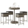Mesa y taburetes altos jardín 5 piezas y cojines ratán PE gris de , Conjuntos de jardín - Ref: Foro24-3261445, Precio: 294,38...