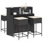 Juego de bar de jardín de 5 piezas con cojines ratán PE negro de , Conjuntos de jardín - Ref: Foro24-3261487, Precio: 399,12 ...