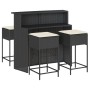 Juego de bar de jardín de 5 piezas con cojines ratán PE negro de , Conjuntos de jardín - Ref: Foro24-3261487, Precio: 399,12 ...