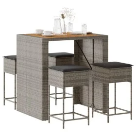 Juego de bar de jardín 5 piezas con cojines ratán PE gris de , Conjuntos de jardín - Ref: Foro24-3261516, Precio: 428,19 €, D...