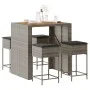 Juego de bar de jardín 5 piezas con cojines ratán PE gris de , Conjuntos de jardín - Ref: Foro24-3261516, Precio: 428,19 €, D...