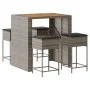 Juego de bar de jardín 5 piezas con cojines ratán PE gris de , Conjuntos de jardín - Ref: Foro24-3261516, Precio: 428,19 €, D...
