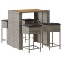 Juego de bar de jardín 5 piezas con cojines ratán PE gris de , Conjuntos de jardín - Ref: Foro24-3261516, Precio: 410,26 €, D...