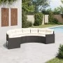Sofá de jardín semicircular con cojines ratán sintético negro de , Sofás de exterior - Ref: Foro24-3318513, Precio: 440,49 €,...