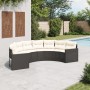 Sofá de jardín semicircular con cojines ratán sintético negro de , Sofás de exterior - Ref: Foro24-3318513, Precio: 371,52 €,...