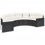 Sofá de jardín semicircular con cojines ratán sintético negro de , Sofás de exterior - Ref: Foro24-3318513, Precio: 440,49 €,...