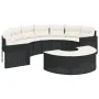 Sofá de jardín semicircular con cojines ratán sintético negro de , Sofás de exterior - Ref: Foro24-3318513, Precio: 440,49 €,...