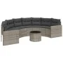 Sofá de jardín semicircular con mesa y cojines ratán PE gris de , Sofás de exterior - Ref: Foro24-3318518, Precio: 484,75 €, ...