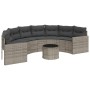 Sofá de jardín semicircular con mesa y cojines ratán PE gris de , Sofás de exterior - Ref: Foro24-3318518, Precio: 408,83 €, ...