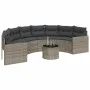 Sofá de jardín semicircular con mesa y cojines ratán PE gris de , Sofás de exterior - Ref: Foro24-3318518, Precio: 484,75 €, ...
