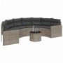 Sofá de jardín semicircular con mesa y cojines ratán PE gris de , Sofás de exterior - Ref: Foro24-3318518, Precio: 408,83 €, ...
