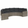 Sofá de jardín semicircular con mesa y cojines ratán PE gris de , Sofás de exterior - Ref: Foro24-3318518, Precio: 408,83 €, ...