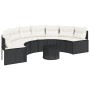 Sofá de jardín semicircular con mesa y cojines ratán PE negro de , Sofás de exterior - Ref: Foro24-3318526, Precio: 427,02 €,...
