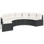 Sofá de jardín semicircular con mesa y cojines ratán PE negro de , Sofás de exterior - Ref: Foro24-3318530, Precio: 385,76 €,...