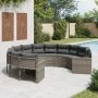Sofá de jardín redondo con cojines ratán sintético gris de , Sofás de exterior - Ref: Foro24-3318532, Precio: 631,80 €, Descu...
