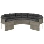 Sofá de jardín redondo con cojines ratán sintético gris de , Sofás de exterior - Ref: Foro24-3318532, Precio: 631,80 €, Descu...