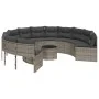 Sofá de jardín redondo con mesa y cojines ratán PE gris von , Outdoor-Sofas - Ref: Foro24-3318545, Preis: 673,20 €, Rabatt: %