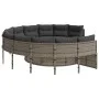Sofá de jardín redondo con mesa y cojines ratán PE gris von , Outdoor-Sofas - Ref: Foro24-3318545, Preis: 673,20 €, Rabatt: %