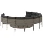 Sofá de jardín redondo con mesa y cojines ratán PE gris von , Outdoor-Sofas - Ref: Foro24-3318545, Preis: 673,20 €, Rabatt: %