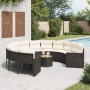 Sofá de jardín redondo con mesa y cojines ratán PE negro de , Sofás de exterior - Ref: Foro24-3318539, Precio: 562,76 €, Desc...