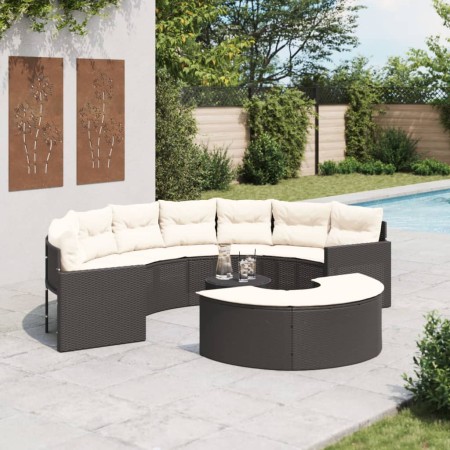 Set de sofá de jardín semicircular 3 pzas ratán sintético negro de , Sofás de exterior - Ref: Foro24-3262065, Precio: 524,97 ...
