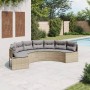 Sofá de jardín semicircular con cojines ratán sintético beige de , Sofás de exterior - Ref: Foro24-3318524, Precio: 408,85 €,...