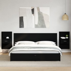 Mesitas de noche de pared con luces LED 2 unidades negro de , Mesitas de noche - Ref: Foro24-848160, Precio: 136,40 €, Descue...