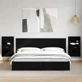 Mesitas de noche de pared con luces LED 2 unidades negro by , Nightstands - Ref: Foro24-848160, Price: 134,20 €, Discount: %