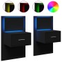 Mesitas de noche de pared con luces LED 2 unidades negro de , Mesitas de noche - Ref: Foro24-848160, Precio: 136,40 €, Descue...