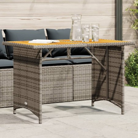 Mesa de jardín superficie de madera ratán PE gris 110x68x70 cm de , Mesas de jardín - Ref: Foro24-366356, Precio: 93,68 €, De...