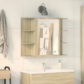 Armario de espejo baño contrachapada color roble 80x20,5x64 cm de , Tocadores de baño - Ref: Foro24-849603, Precio: 70,93 €, ...