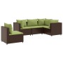 Set muebles de jardín 5 piezas y cojines ratán sintético marrón de , Conjuntos de jardín - Ref: Foro24-3308158, Precio: 431,4...