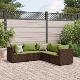 Set muebles de jardín 5 piezas y cojines ratán sintético marrón de , Conjuntos de jardín - Ref: Foro24-3308126, Precio: 431,4...