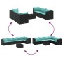 Set de muebles de jardín y cojines 7 pzas ratán sintético negro de , Conjuntos de jardín - Ref: Foro24-3308220, Precio: 482,2...
