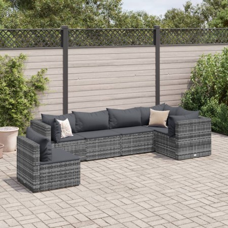 Set de muebles de jardín 6 pzas y cojines ratán sintético gris de , Conjuntos de jardín - Ref: Foro24-3308170, Precio: 419,16...