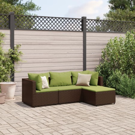 Set muebles de jardín 4 piezas y cojines ratán sintético marrón de , Conjuntos de jardín - Ref: Foro24-3308054, Precio: 274,9...